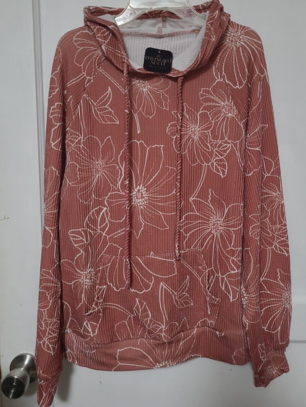 Mustard Seed Dusty Rose Floral Pullover Hoodie Small